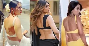 9 times Nia Sharma in saree with backless blouse raised the heat.