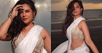 richa chadha white saree navel fukrey actress