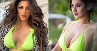 indan tv actress neon green bikini cleavage curvy