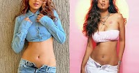 nia sharma unbuttoned pants navel piercing midriff