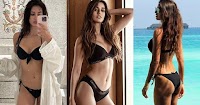 disha patani black bikini swimsuit bra bollywood actress