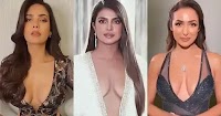 bollywood actress cleavage deep plunging neckline dress 