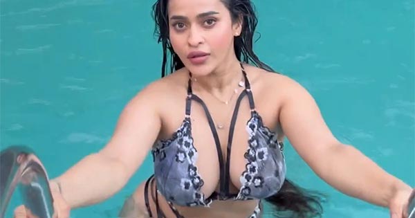 Prajakta Dusane in bikini shows off ample cleavage and fine curvy figure – see video.