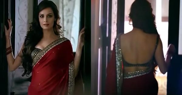 Dia Mirza in red saree with backless blouse – hot video.