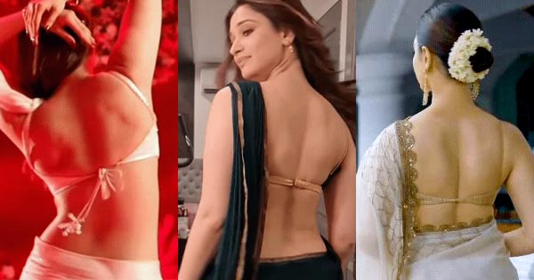 Hot GIFs of Tamannaah flaunting her sexy back in sarees.