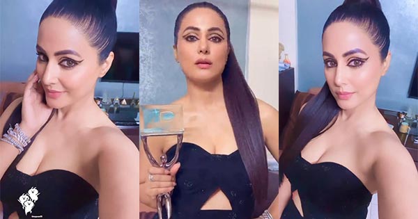 Hina Khan cleavage black dress ita awards