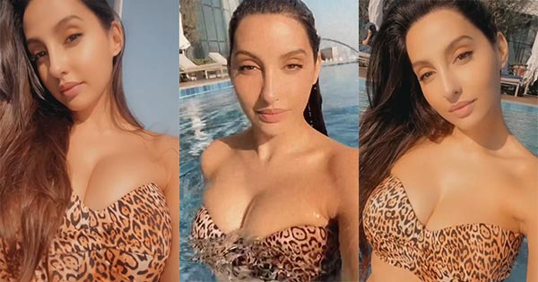 Nora Fatehi flaunts ample cleavage in a leopard printed bikini – see now.