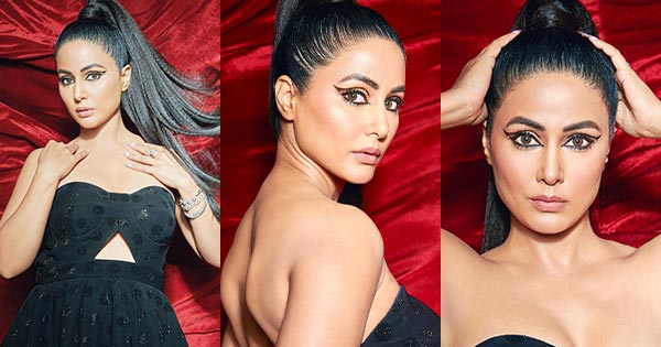 Hina Khan in black off shoulder dress with high pony tail is epitome of style and sexy – see now.