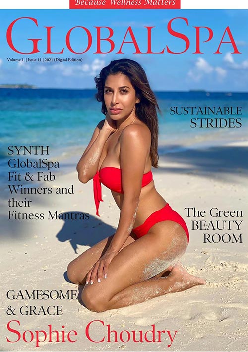 Sophie Choudry red bikini global spa