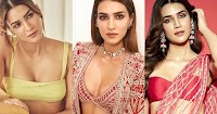 kriti sanon tiny blouse top cleavage