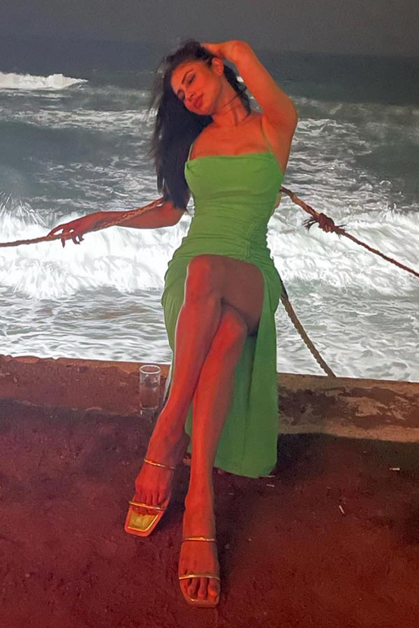 Mouni Roy backless dress sexy legs