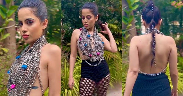 Urfi Javed in chain top and fishnet skirt shows her bold style – see video.