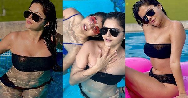 Rubina Dilaik in black bikini enjoys some pool time with Keerti Kelkar in blue swimsuit – see photos.