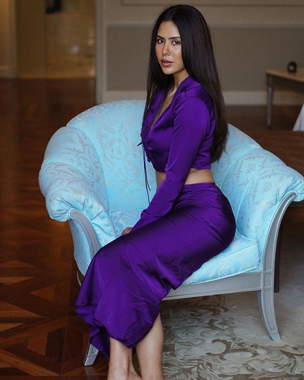 Sonam bajwa hot purple outfit photoshoot