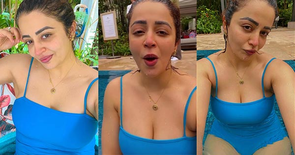 Nehha Pendse in blue swimsuit enjoys the pool time – see photos and videos.