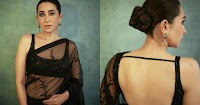 karishma kapoor backless black saree