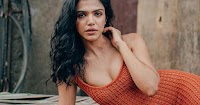 shriya pilgaonkar cleavage orange dress