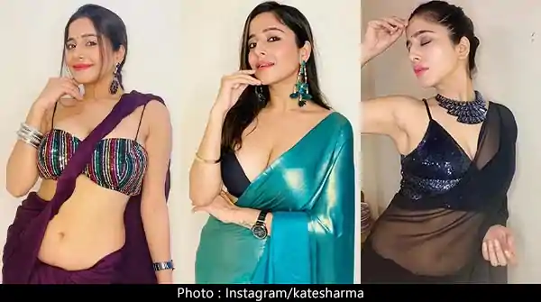 15 hottest photos of Kate Sharma in low waist, sheer sarees flaunting her fine curvy body.