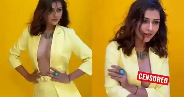 Payal Rajput nip-slip viral video – Actress faces wardrobe malfunction during a braless photoshoot.