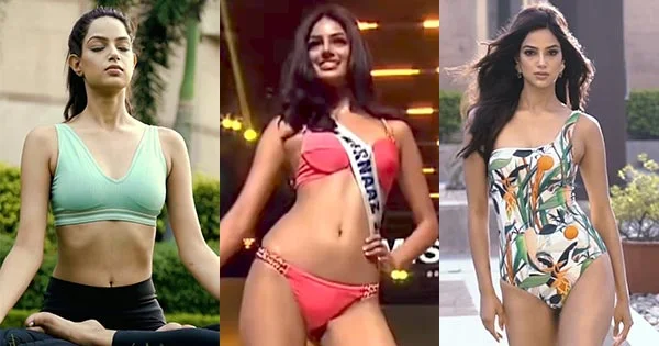 Miss Universe 2021 Harnaaz Sandhu hot videos in bikini, swimsuits and workout outfits.