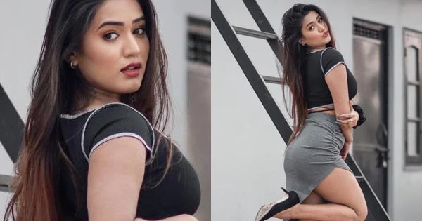 Gairma Chaurasia flaunts her sexy legs and fine body in this stylish outfit.