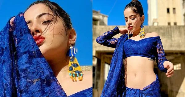 Urfi Javed slays in this low waist blue saree – see latest hot photos.