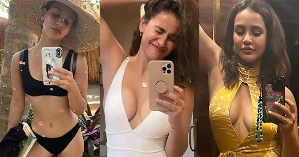 18 hot selfies of Aisha Sharma in stylish dresses, bikini and gym outfits.