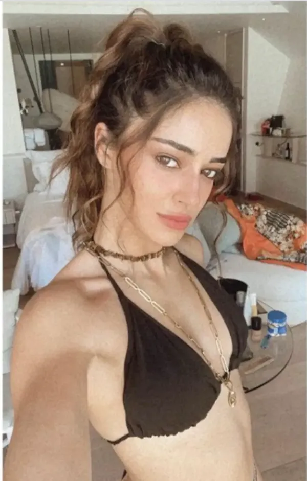 ananya panday black string bikini selfie