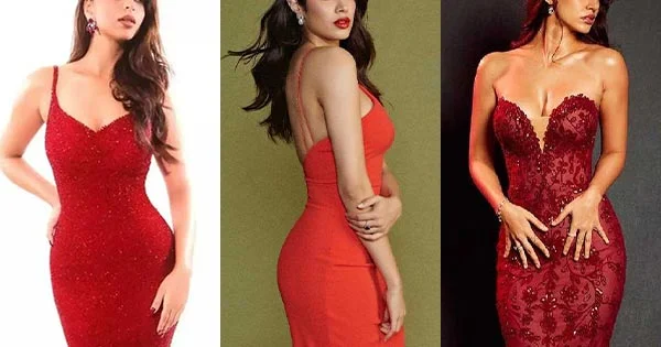 9 Bollywood actresses in red bodycon dresses flaunting their fine sexy body.