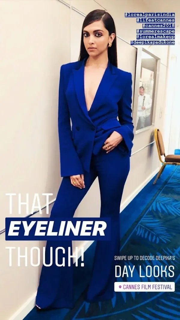 deepika padukone braless blue pantsuit bollywood actress