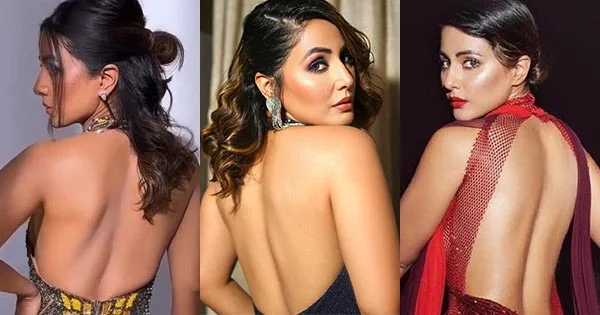 hina khan backless dress sexy back