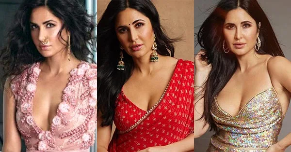 katrina kaif cleavage hot indian actress saree dress