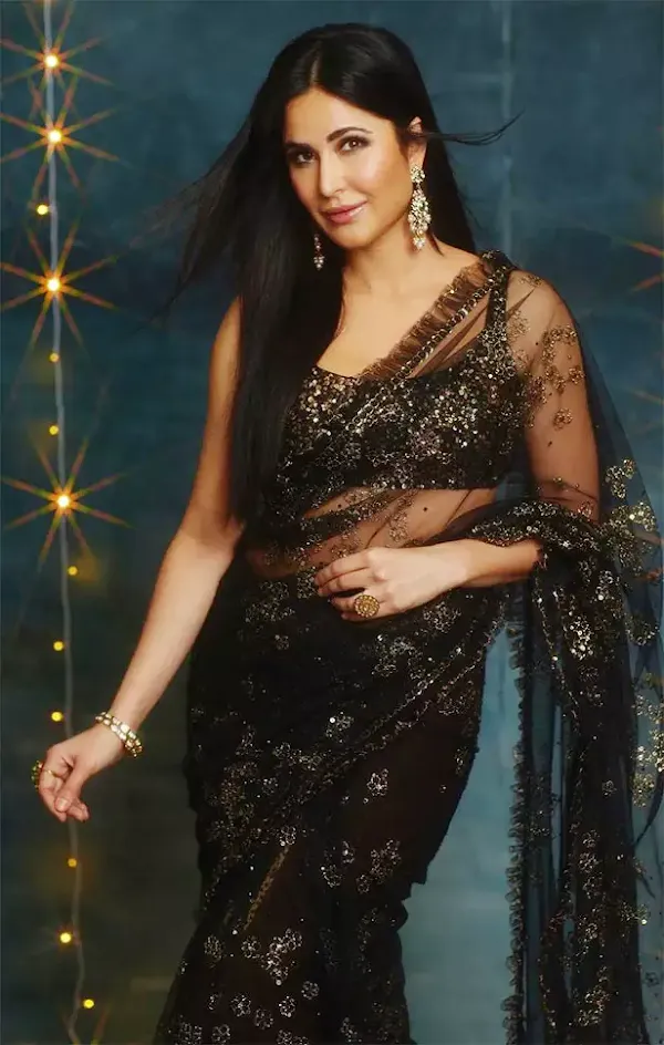 katrina kaif sheer black saree bollywood actress