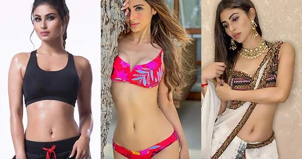 12 hot pics of Mouni Roy flaunting her navel piercing in sarees and bikinis.