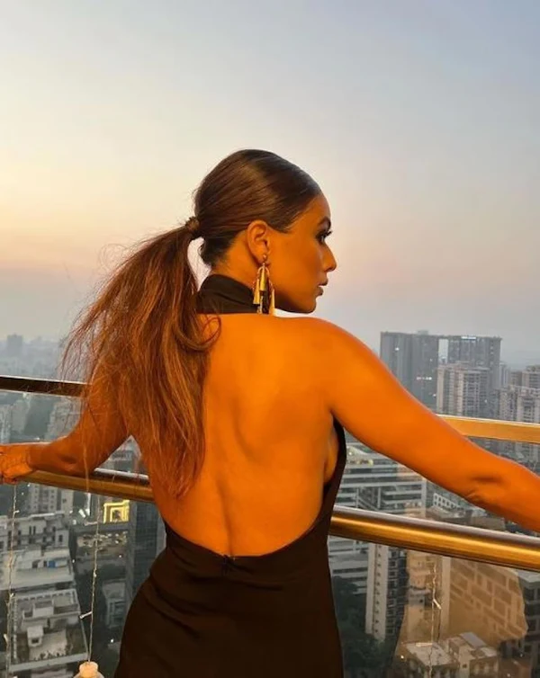 nia sharma backless black dress hot tv actress