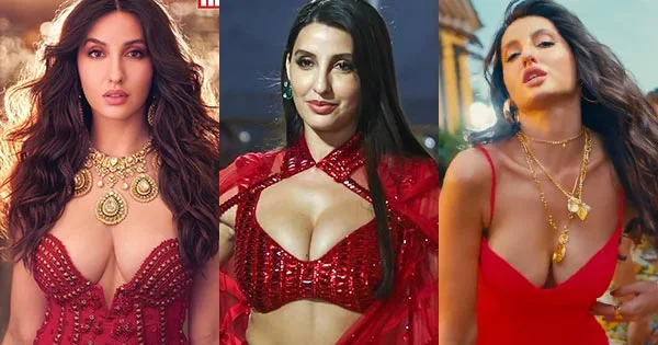 12 times Nora Fatehi put on a busty display in red outfits – see now.