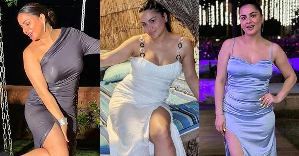 18 hot photos of Shraddha Arya in high slit outfits flaunting her sexy legs.