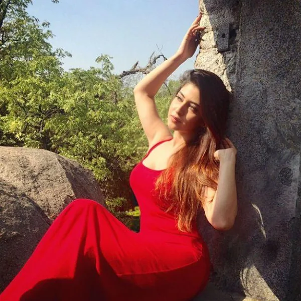 sonarika bhadoria red dress