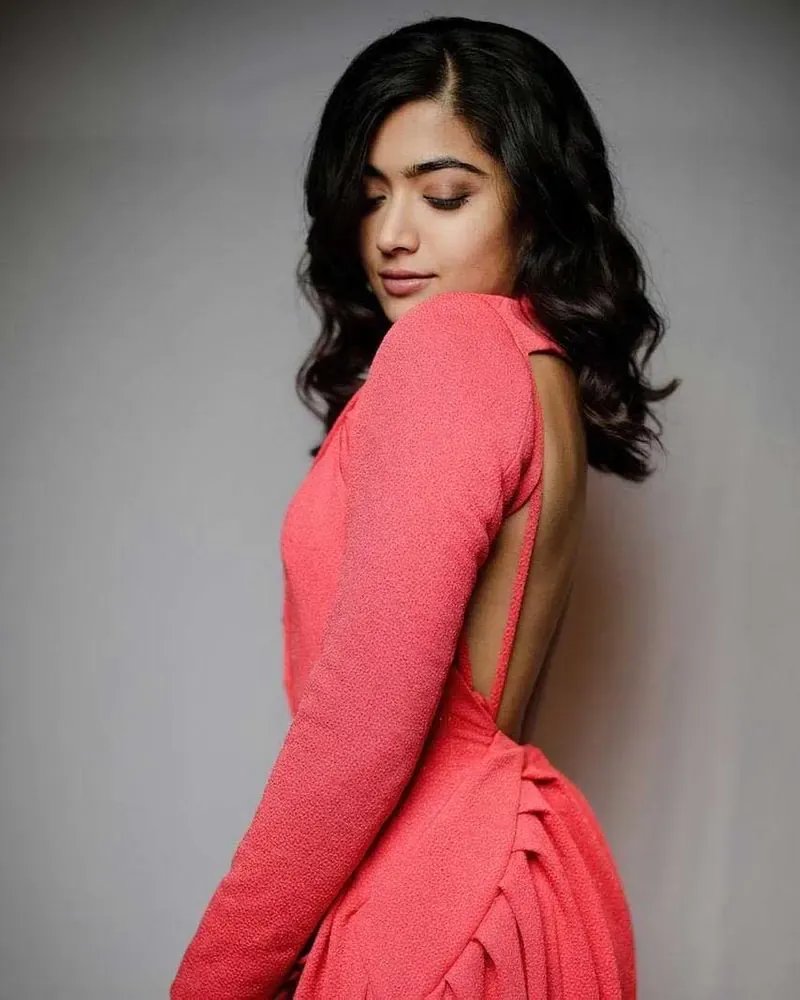 Rashmika Mandanna sexy back dress hot south Indian actress