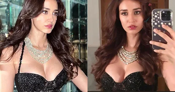 Disha Patani puts a busty display in this high slit black dress and set things on fire – see photos.