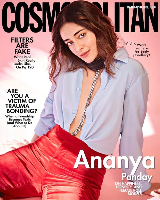 ananya panday unbuttoned shirt no bra