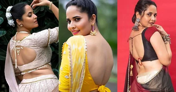 Anasuya Bharadwaj backless saree hot south indian actress