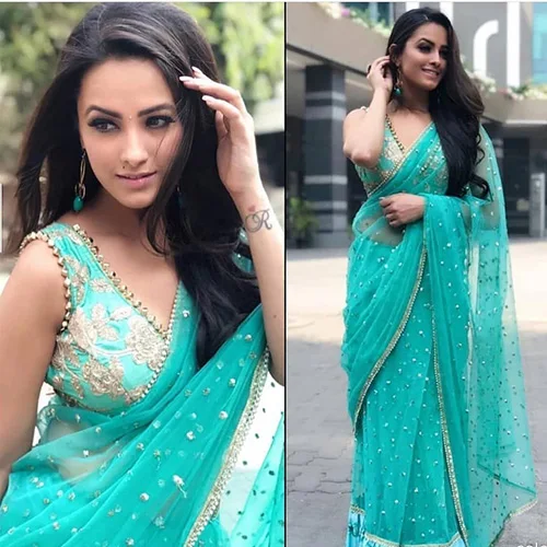 anita hassanandani saree hot indian tv actress