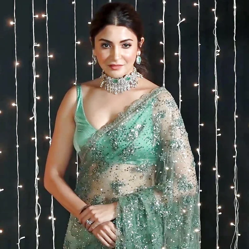 Anushka Sharma sheer saree bollywood actress