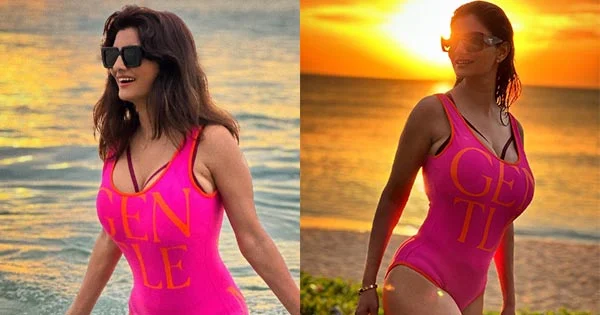 Gandii Baat actress, Anveshi Jain, in pink swimsuit shows her fine curvy figure – see now.