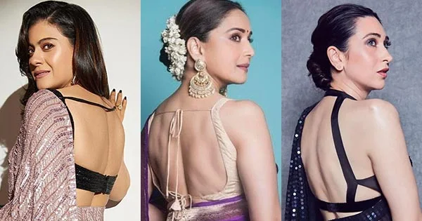 10 popular actresses of 90s Bollywood in backless sarees/dresses.