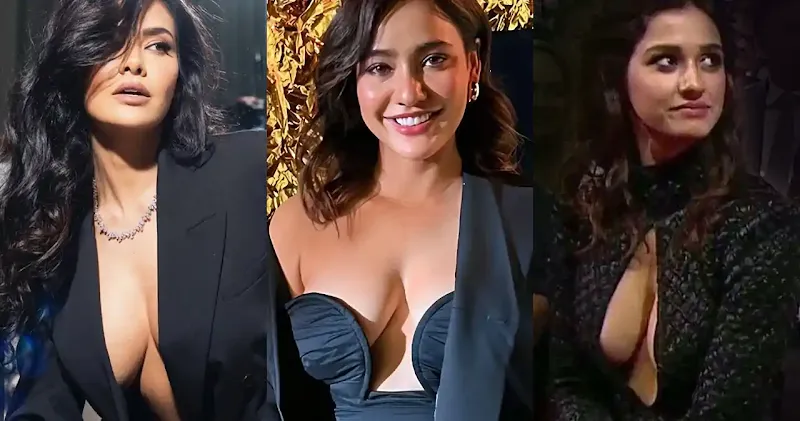 bollywood actress cleavage in black