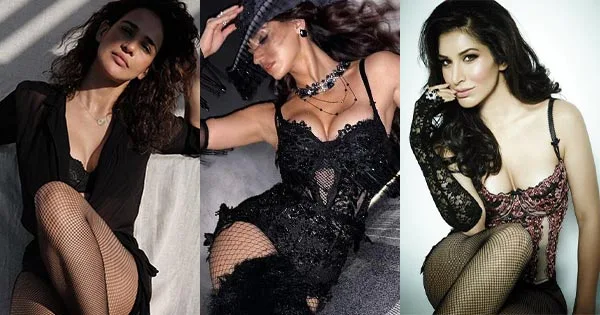 9 Bollywood actresses in fishnet stockings showing their sexy side.