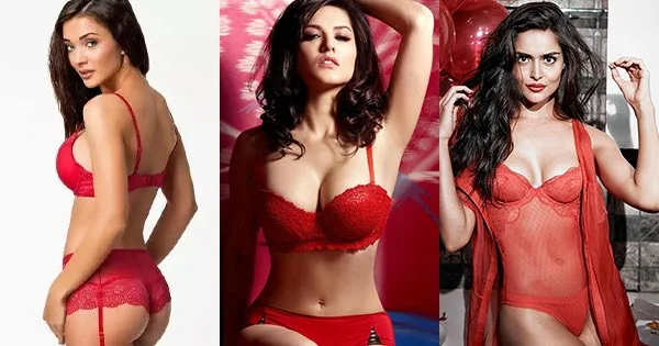 7 hot Bollywood actresses in red lingerie.