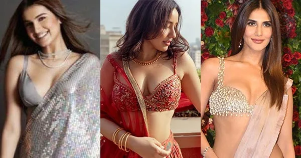 15 Bollywood actresses in saree with skimpy blouses/bralette – see these divas raise the temperature with their sizzling hot avatars.